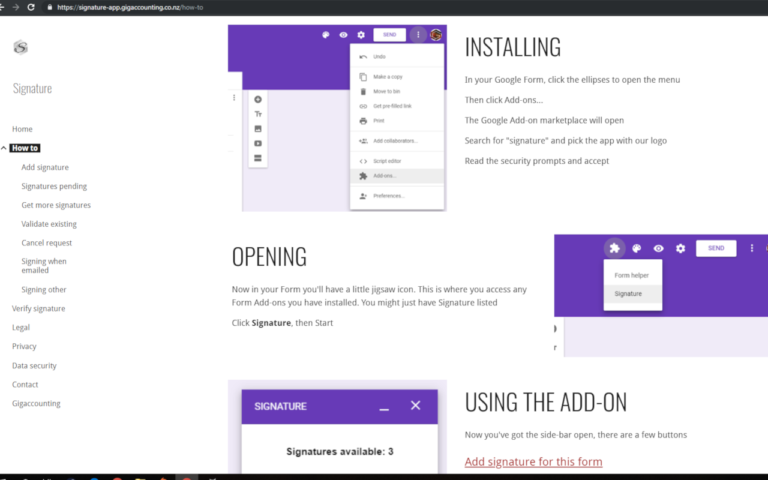Add an electronic signature in google forms
